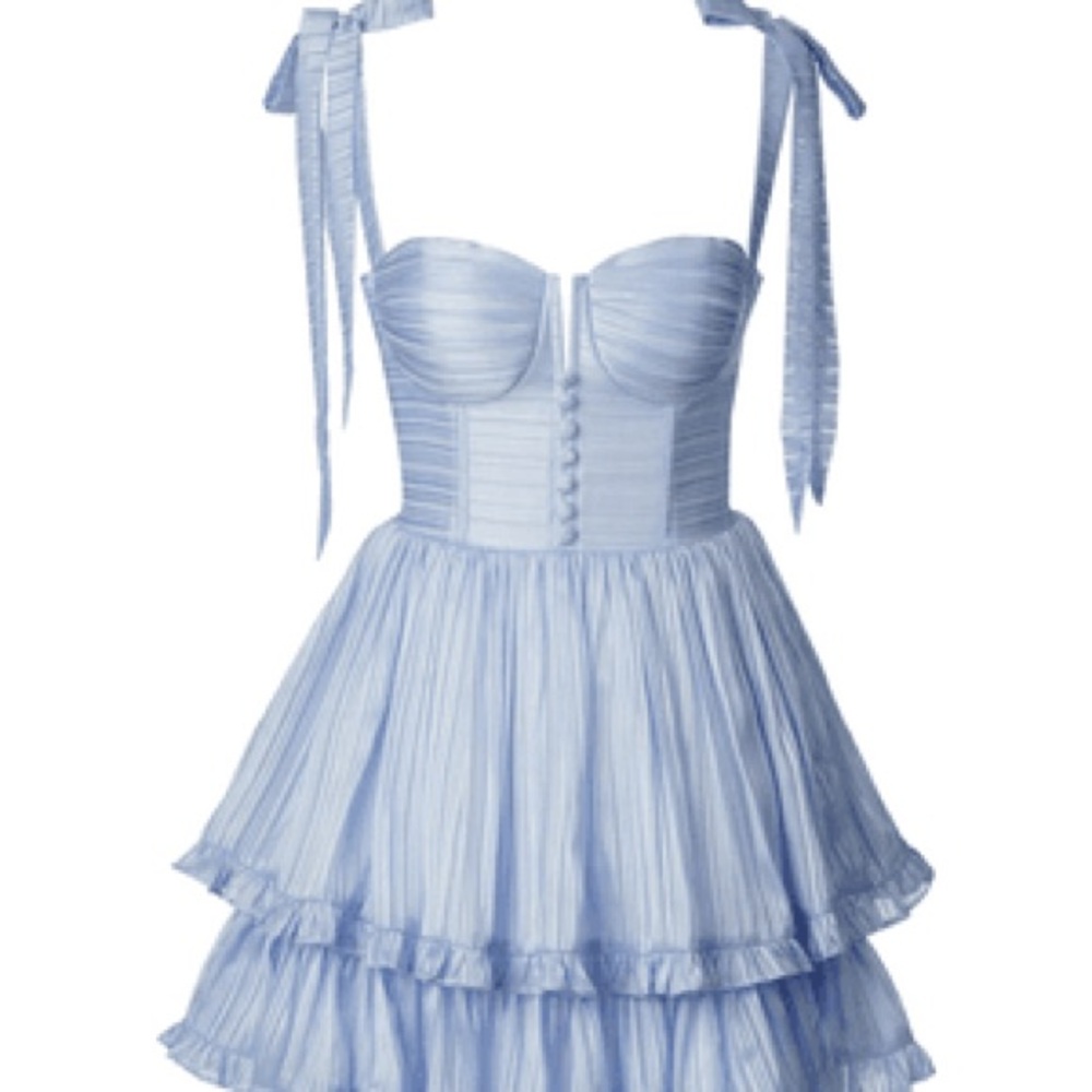 Adelina Light Blue Tiered Dress XS